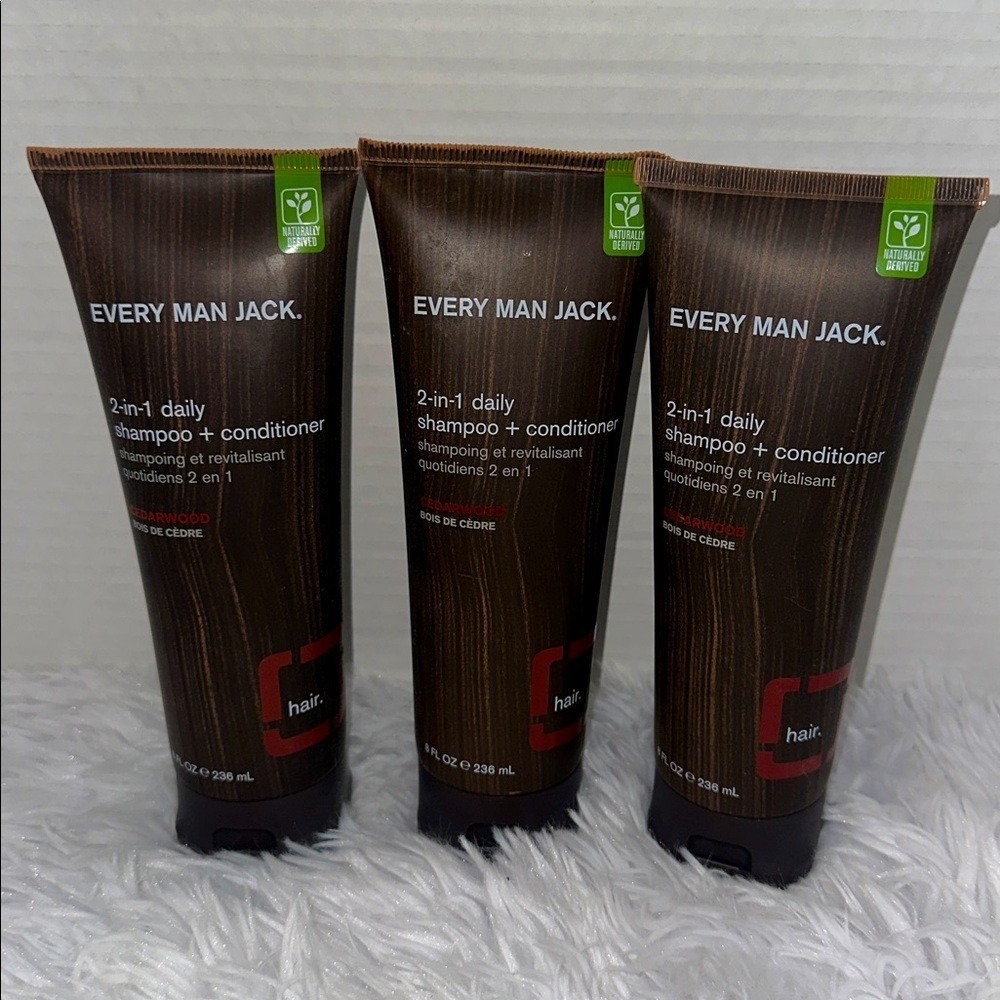 Every Man Jack‎ 2-in-1 Daily Shampoo + Conditioner Cedarwood 8oz 3 Pack NEW